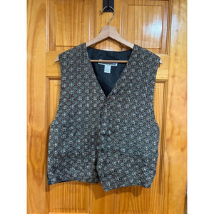 Vintage HUK A POO 100% Silk Floral Vest Boho Cottagecore Tie Back S